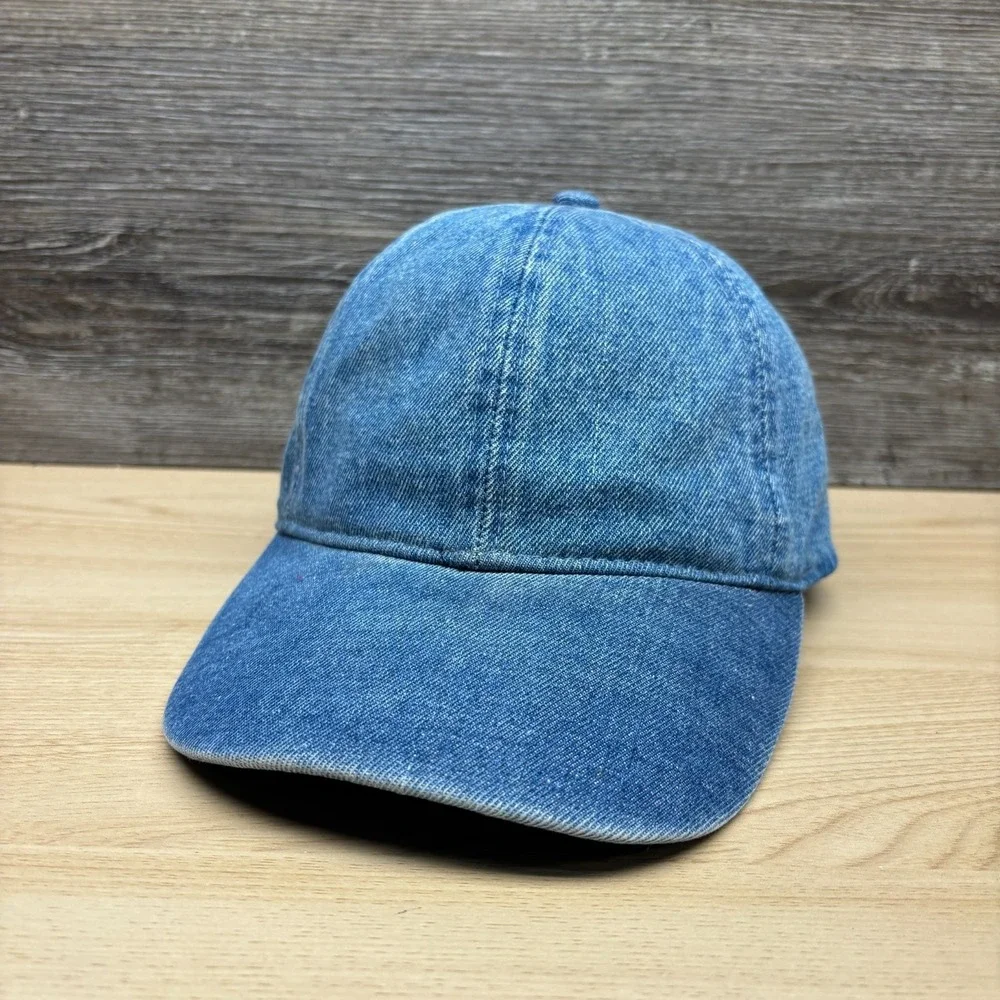 The Hatter‎ Company Hat Cap Strap Back Blue Plain Denim Lifestyle Casual Dad Hat